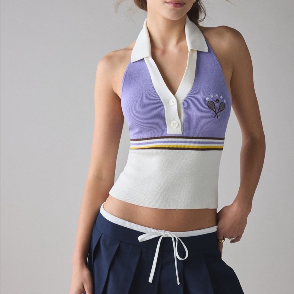 BDG Purple and White Halter Top